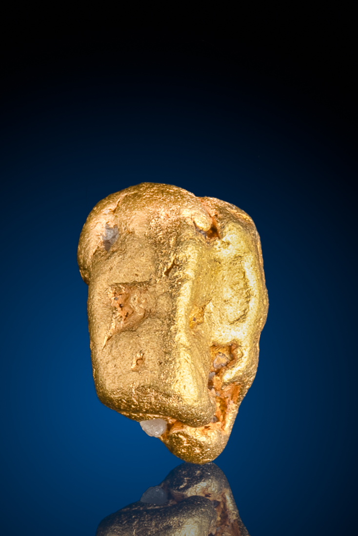 (image for) Buttery, Textured Natural Gold Nugget with Quartz - Alaska - 3.48 grams